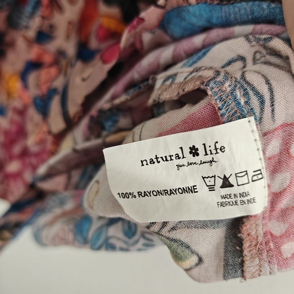 Natural Life Nwot Long Sleeve Button Up Floral Sea Shirt Dress Small Womens - Picture 14 of 14